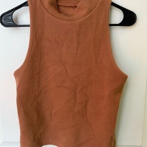 Sleeveless Tan Knit Top